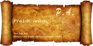 Preidt Anton névjegykártya